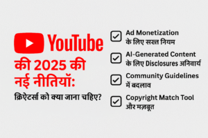 YouTube 2025 की नई नीतियाँ हिंदी में – Monetization, AI Content, Copyright Tool, Community Guidelines